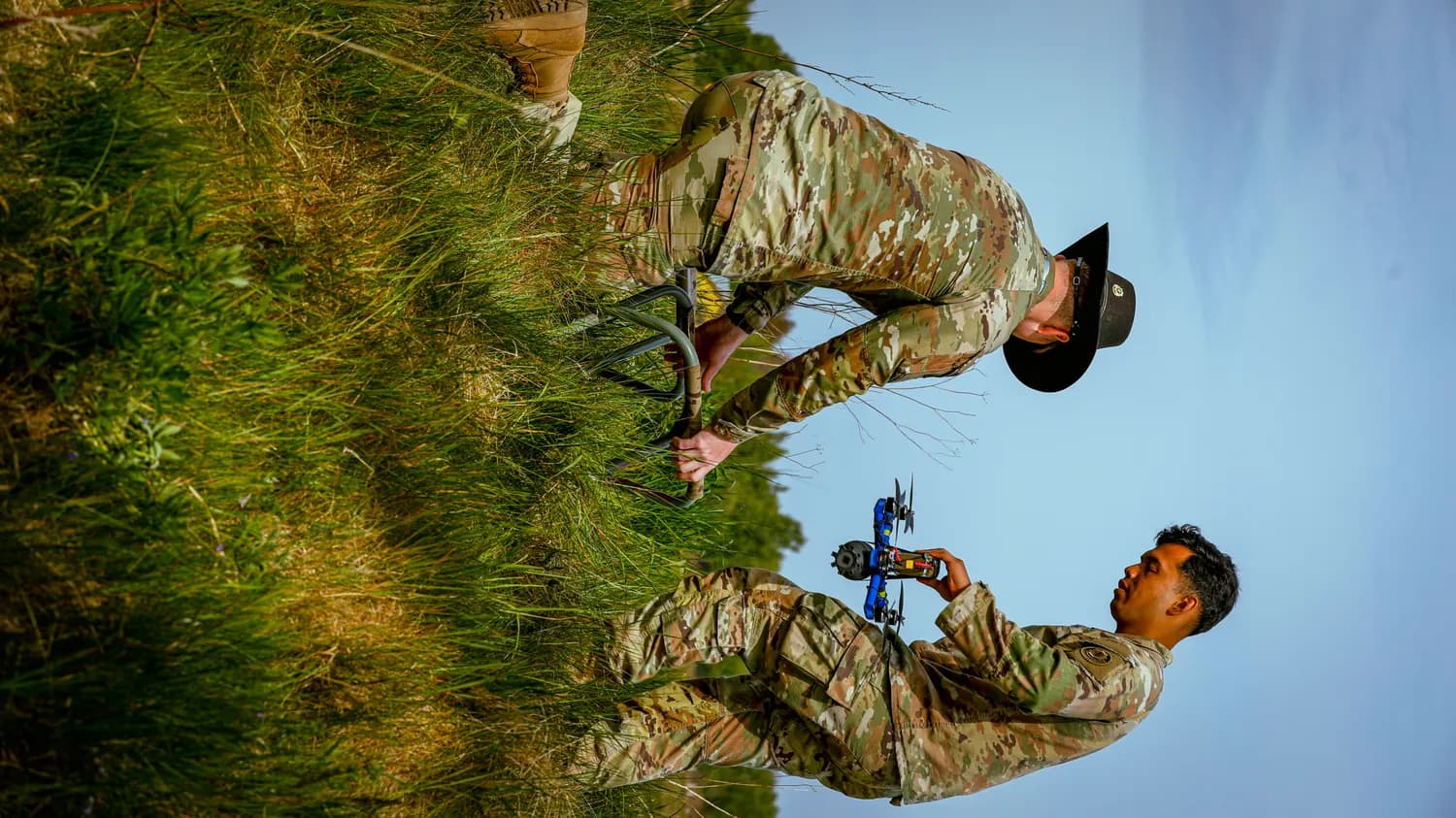 Real drone service and field repair visual
