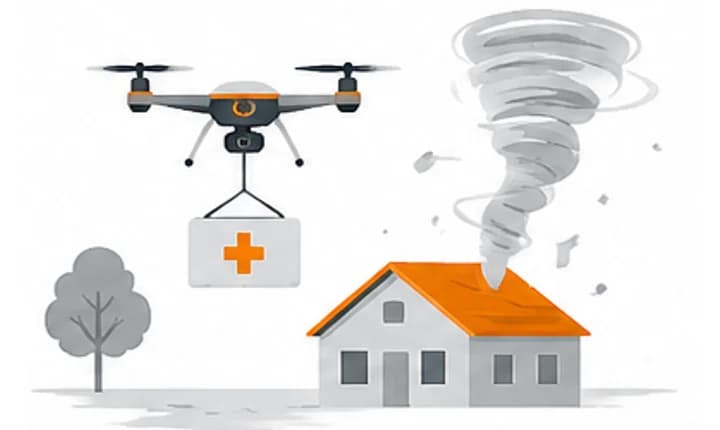 Disaster response drone illustration