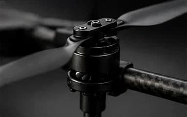 Saksham motor and folding propeller close-up