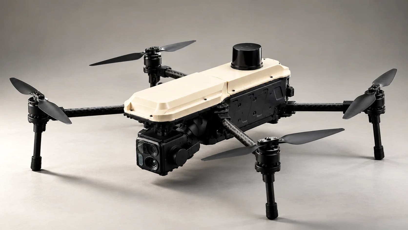 Saksham enterprise drone, three-quarter studio view